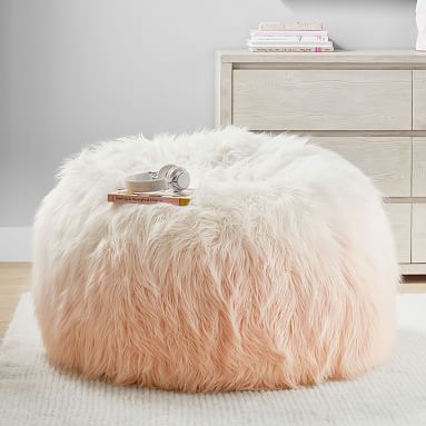 Himalayan Faux-Fur Blush Ombre Bean Bag Chair | Pottery Barn Teen | Pottery Barn Teen