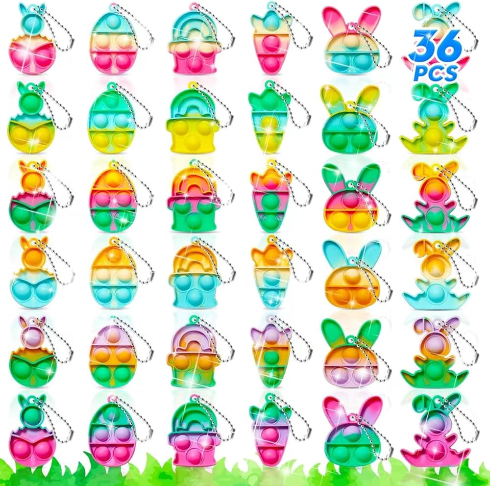 Easter Basket Stuffers Egg fillers for Kids: 36PCS Mini Pop Fidget Toys Keychain Bulk - Easter Gi... | Amazon (US)