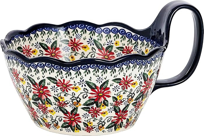Handpainted Large Soup Bowl with Handle, 34 oz French Onion Soup Bowls Microwave & Oven Safe, Pol... | Amazon (US)