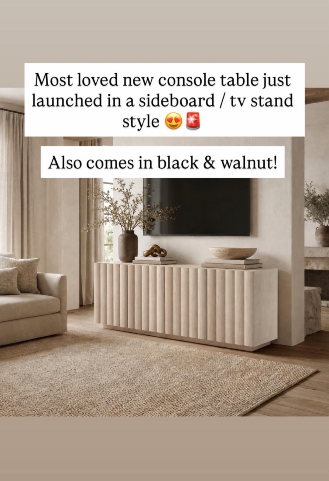 Most loved new console table just launched in a sideboard / tv stand style 😍🚨 

Also comes in black & walnut!