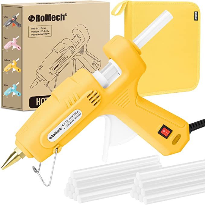 ROMECH Full Size Hot Glue Gun with 60/100W Dual Power and 21 Hot Glue Sticks (7/16"), Fast Prehea... | Amazon (US)