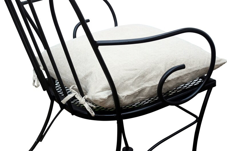 French Linen Square Chair Cushion Cover Only in Natural - Etsy | Etsy (US)