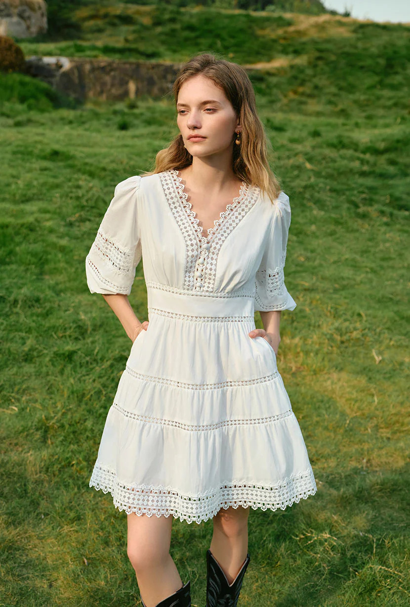 Calista Cotton Dress - White | Petite Studio NYC