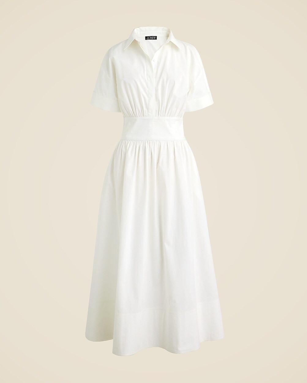 Fitted-waist shirtdress in stretch cotton poplin | J. Crew US