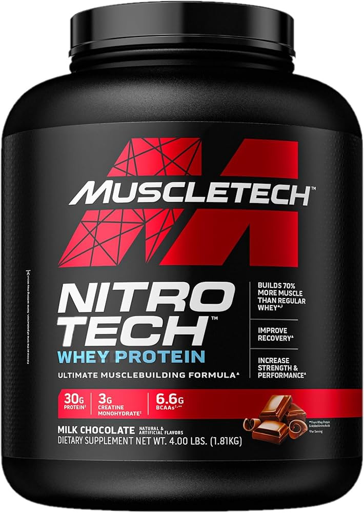 Whey Protein Powder | MuscleTech Nitro-Tech Whey Protein Isolate & Peptides | Milk Chocolate, 4 Poun | Amazon (US)