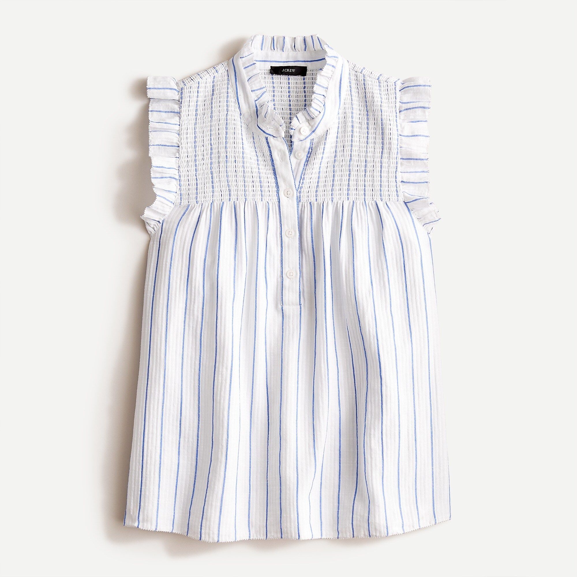 Smocked ruffle gauze top in stripe | J.Crew US