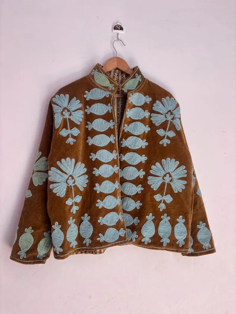 Handcrafted Camel Velvet Suzani Embroidered Jacket \u2013 Floral Artisan Boho Jacket | Luxury sta... | Etsy (Global)