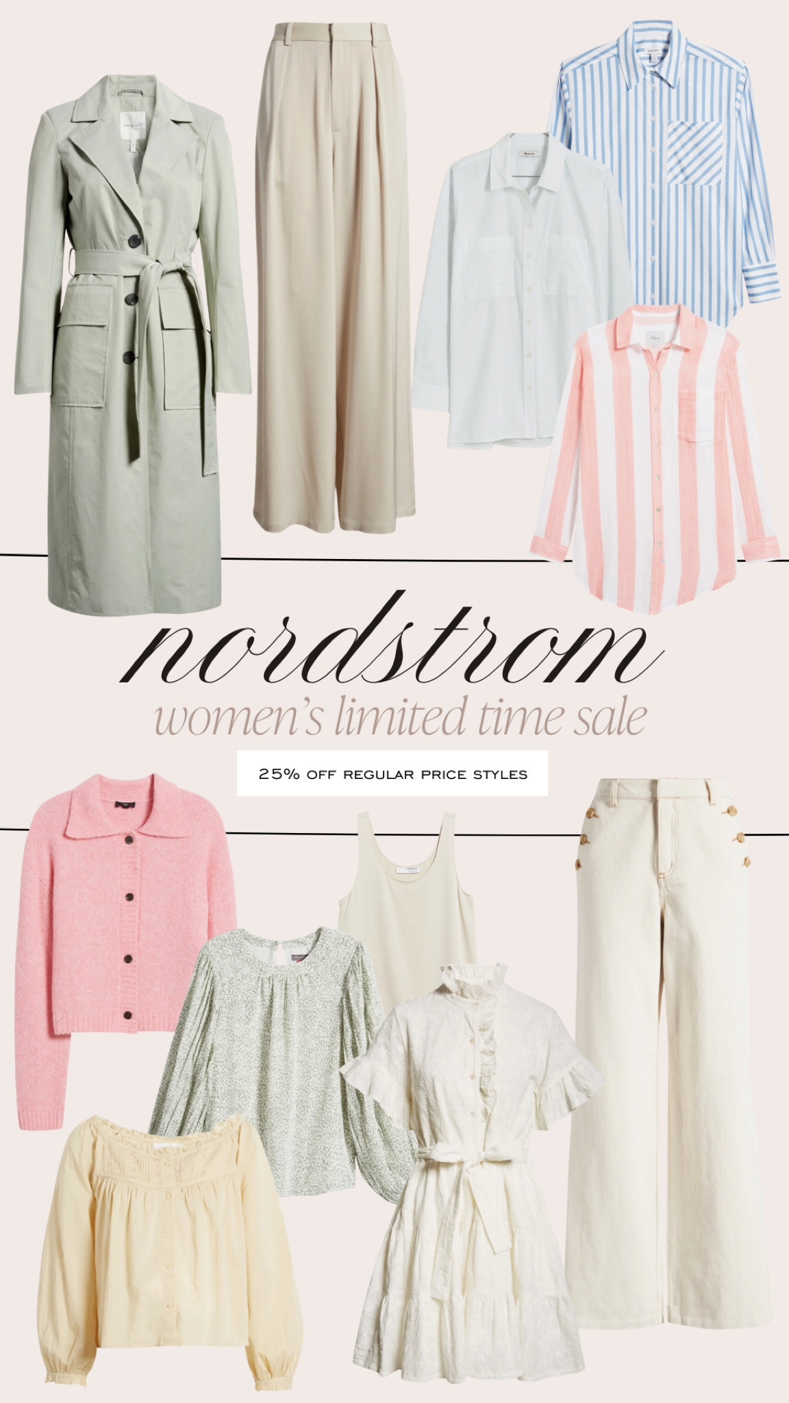 Nordstrom women's sale, get 25% off regular price styles. I am loving these button ups and wide leg pants for spring! 

#LTKstyletip #LTKsalealert #LTKSeasonal