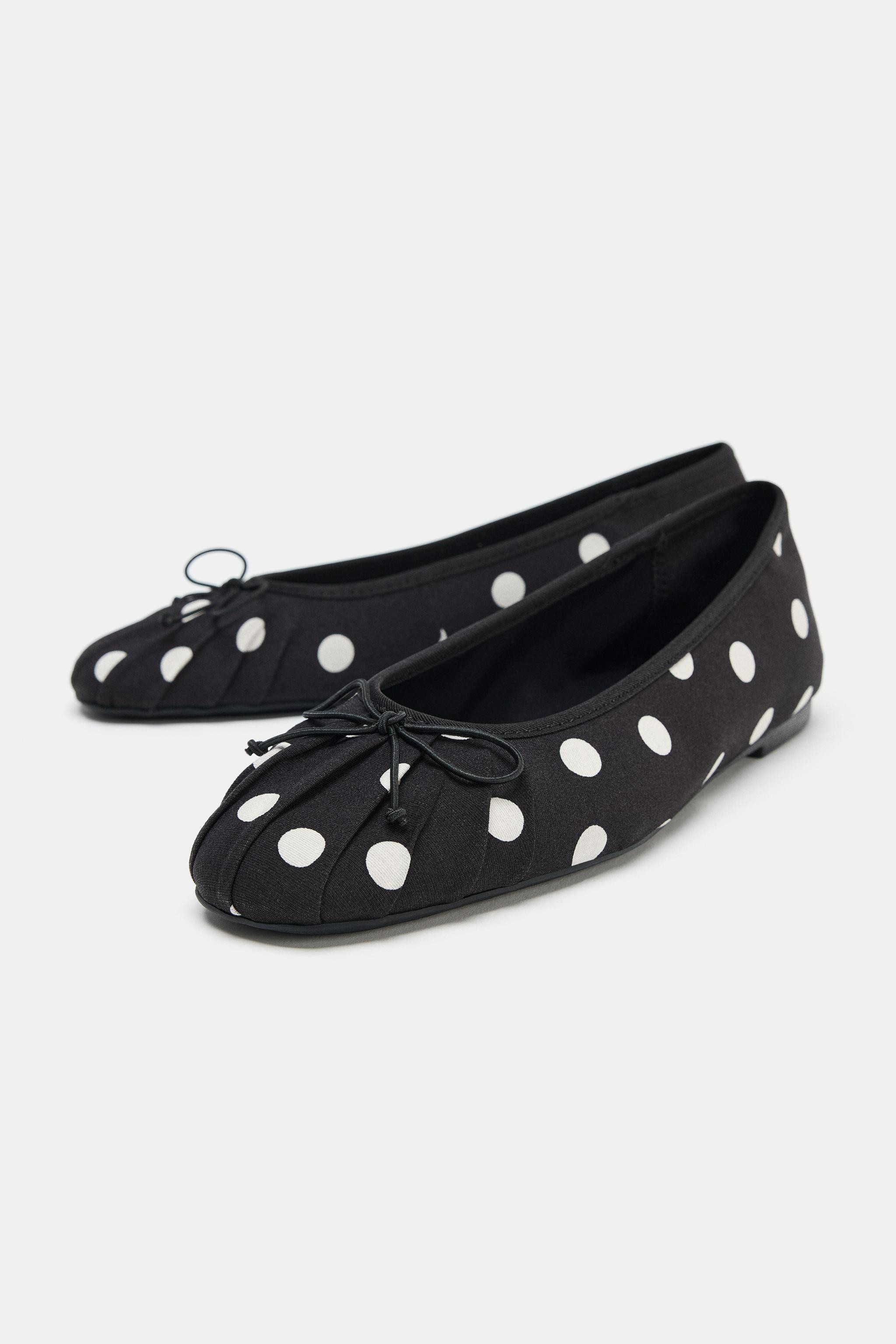 POLKA DOT BALLET FLATS WITH BOW | Zara US