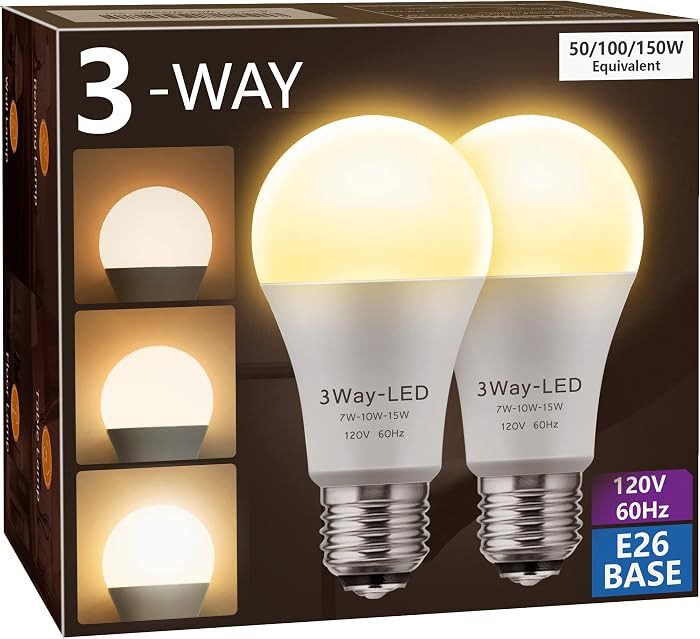 LED Light Bulbs, 3 Way LED Light Bulbs 50 100 150W Equivalent, 3 Way Light Bulb, Three Way A19 Li... | Amazon (US)