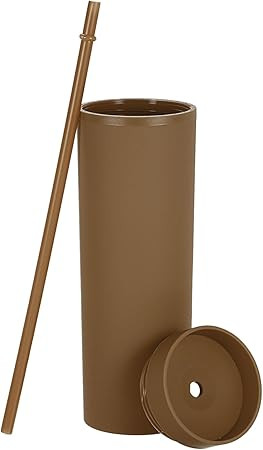 uxcell Double Wall Tumbler with Straw and Lid, 16 OZ Acrylic Straight Bulk Insulated Reusable Cle... | Amazon (US)