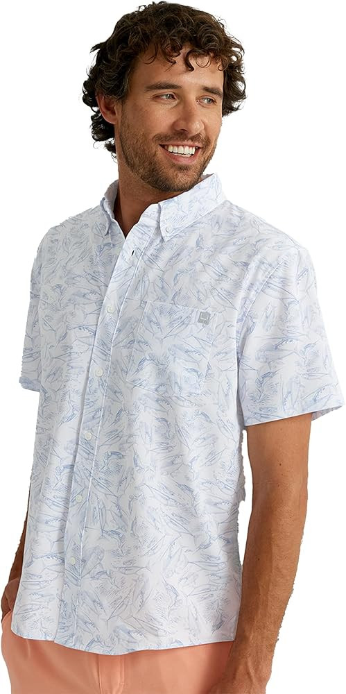 HUK Mens Kona Short Sleeve Shirt | Performance Button Down | Amazon (US)