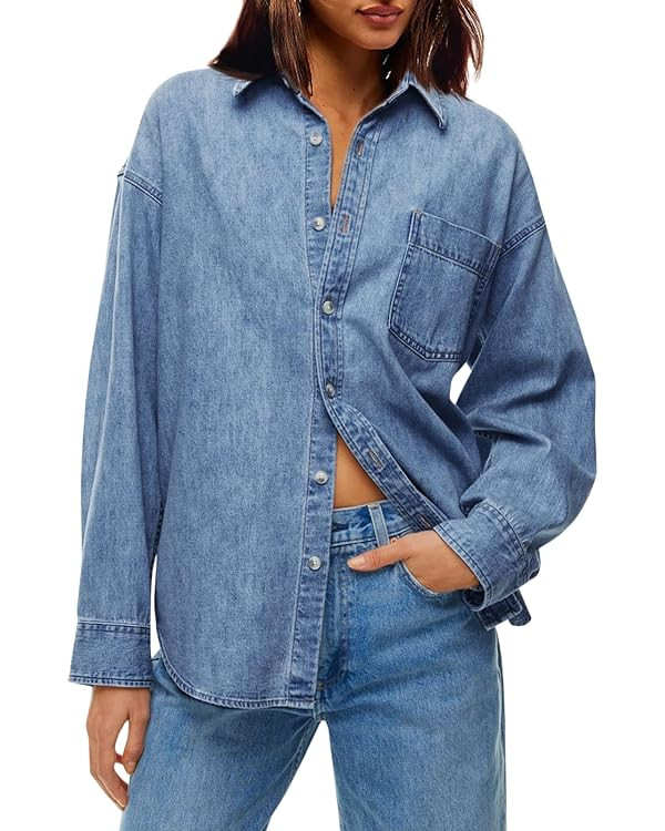 Cicy Bell Womens Oversized Denim Shirt Jean Jacket 2025 Fall Fashion Button Down Shirts Long Slee... | Amazon (US)