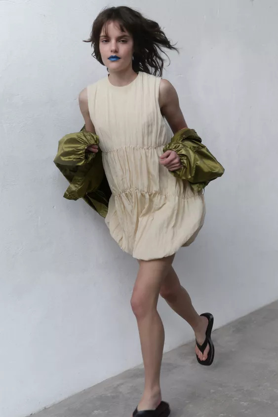 GATHERED BALLOON DRESS | Zara US