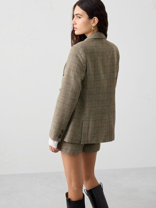 Double Breasted Herringbone Plaid Blazer | Banana Republic Factory