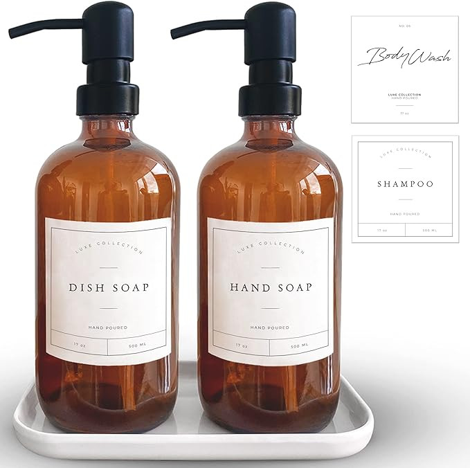 Dish Soap Dispenser, Hand Soap Dispenser, Kitchen Soap Dispenser Bathroom Soap Dispenser Set, Amb... | Amazon (US)