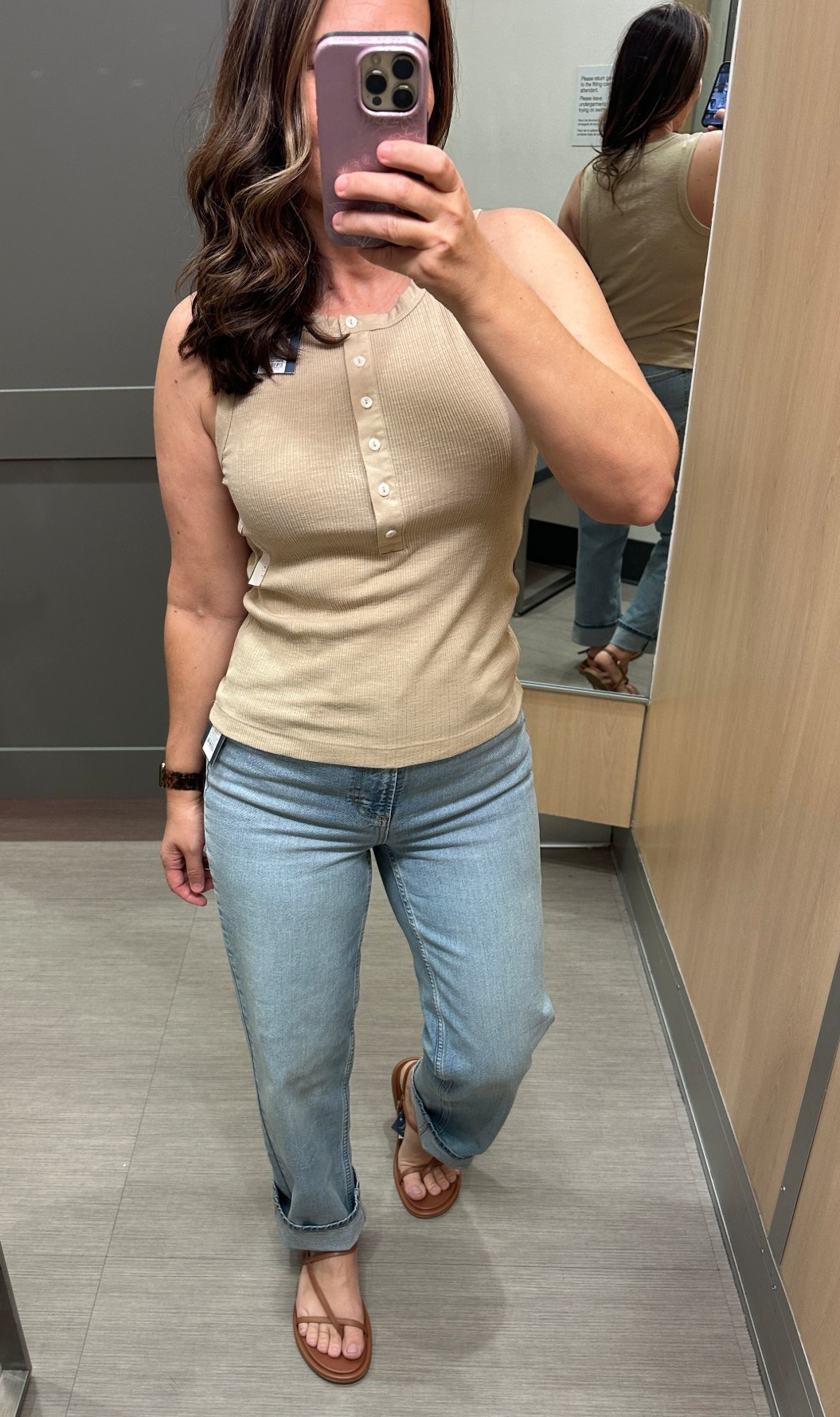 Love the Henley style and that the cut around the underarms is nice and wide. That can be a “trouble spot” for a lot of us women and this tank hides that. 

Wearing size medium. 

5’4, 143 pounds 

Spring outfits 2026, casual style, simple style, mom outfits 

#LTKOver40 #LTKSeasonal