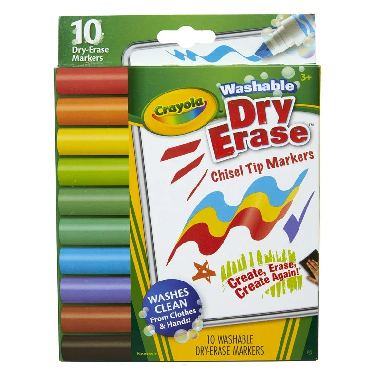Crayola Washable Dura-Wedge Tip Dry Erase Markers, 10 Per Pack, 3 Packs | Walmart (US)