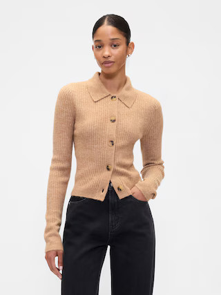 Fitted Cropped Collared Cardigan | Gap Factory