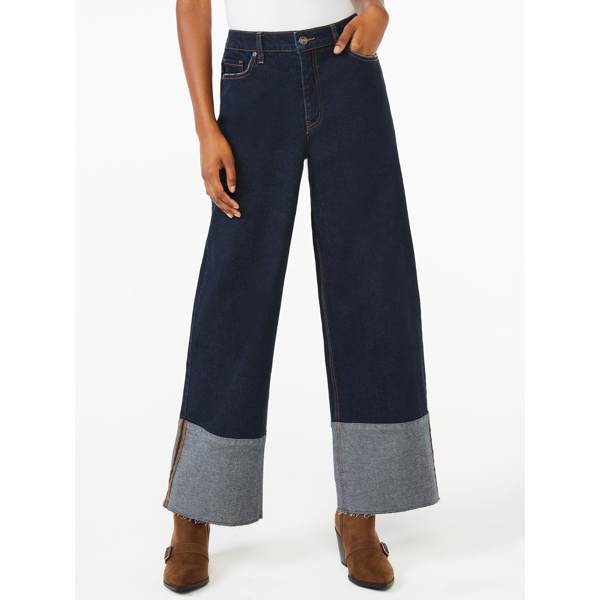 Scoop Women's High-Rise Wide Leg Crop Jeans | Walmart (US)