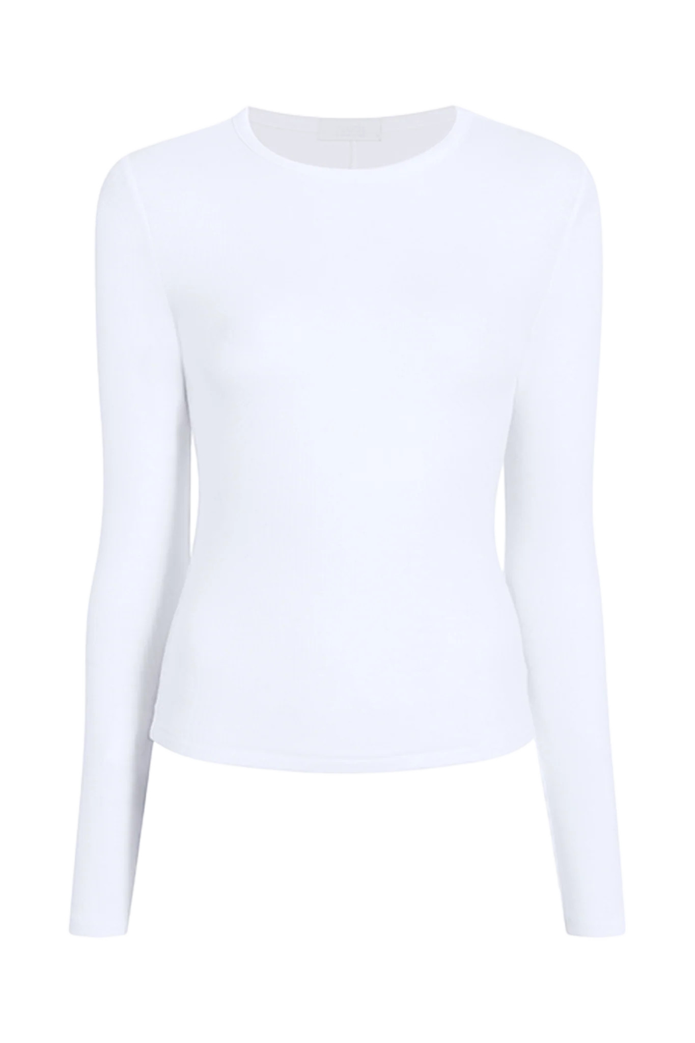 Slinky Rib Long Sleeve Shirt | White | Nuuds US