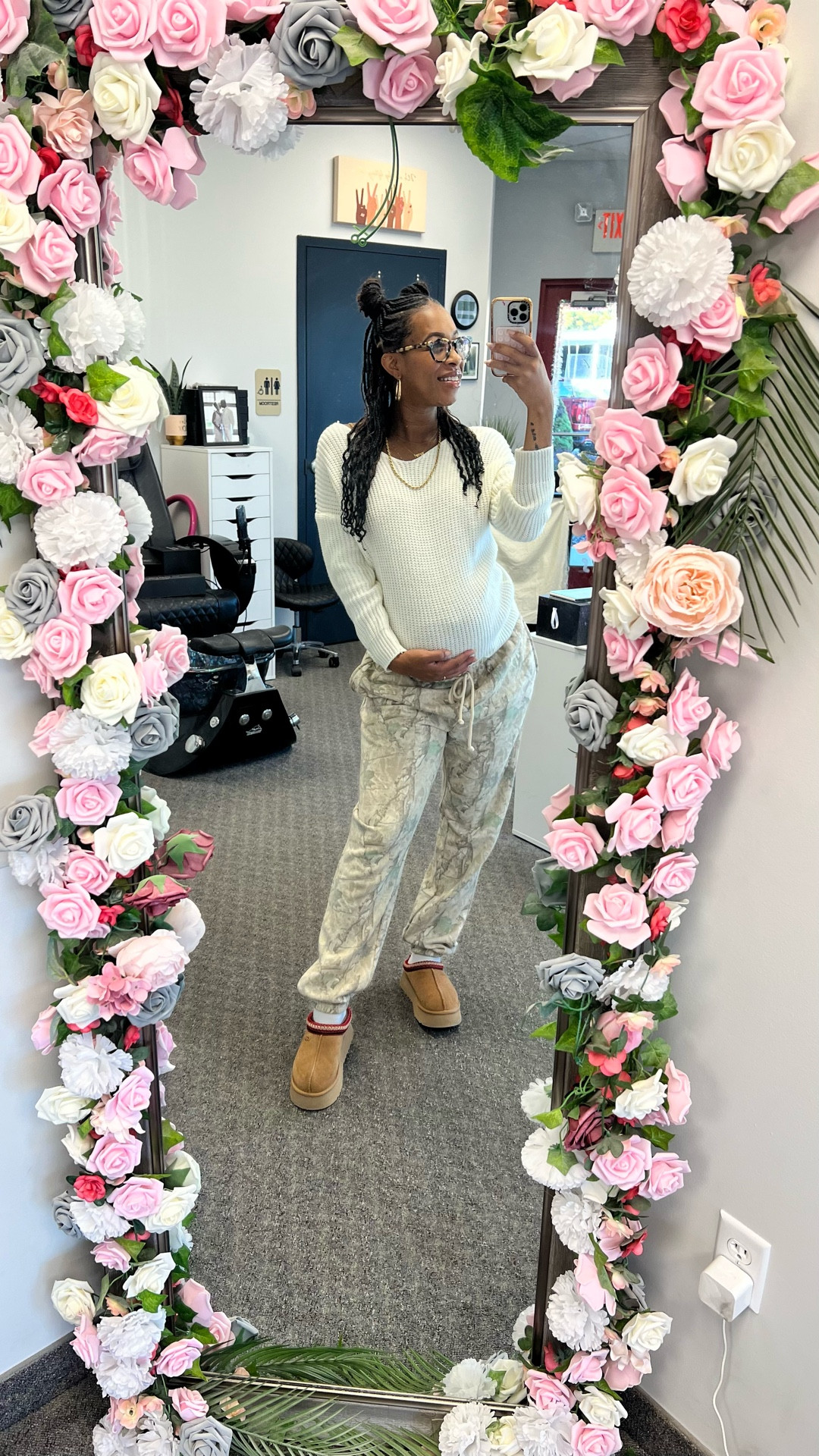 Cozy + cute kinda day 🤎 I grabbed these camo sweatpants in a men’s medium because I couldn’t find them in women’s and honestly? Best decision ever! They’re so comfy, true to my usual size, and I love how neutral and light they look with this cream tie-back sweater and my Ugg slides. Perfect for lounging or running errands in style 👏🏽

🛍️ Tap to shop the look and add these cozy finds to your fall lineup! #momstyle #pregnancy #fallstyle

#LTKStyleTip #LTKMens #LTKBump