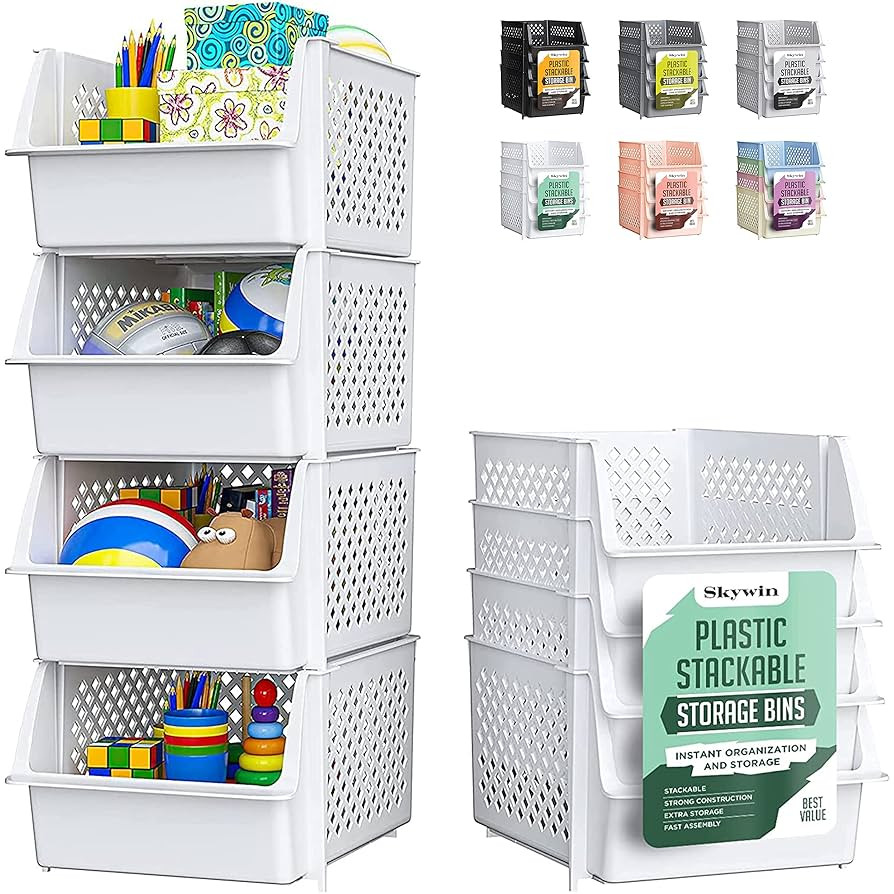 TidyFriend Stackable Storage Bins for Pantry, 4 Pack Stackable Bins For Organizing Food, Kitchen,... | Amazon (US)