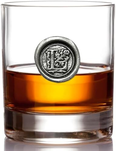 English Pewter Company 11oz Old Fashioned Whiskey Rocks Glass With Monogram Initial - Unique Gift... | Amazon (US)