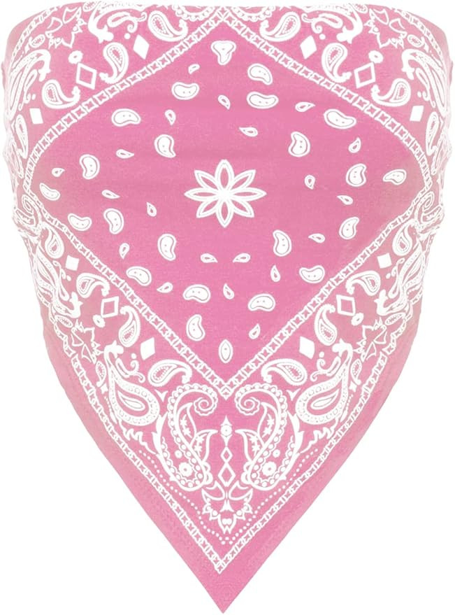 Design by Olivia Women's Sexy Paisley Print/Solid Bandana Tube Crop Top Shirt | Amazon (US)