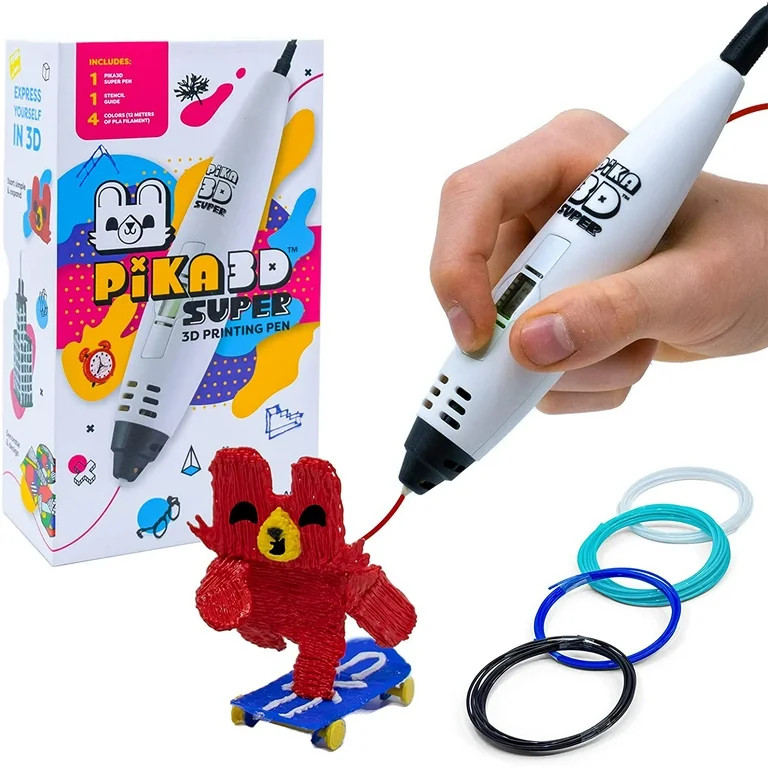 PIKA3D Super 3D Printer Pen with 4 Colors of PLA Filament Refill, Multicolor, 6 Count Pack | Walmart (US)