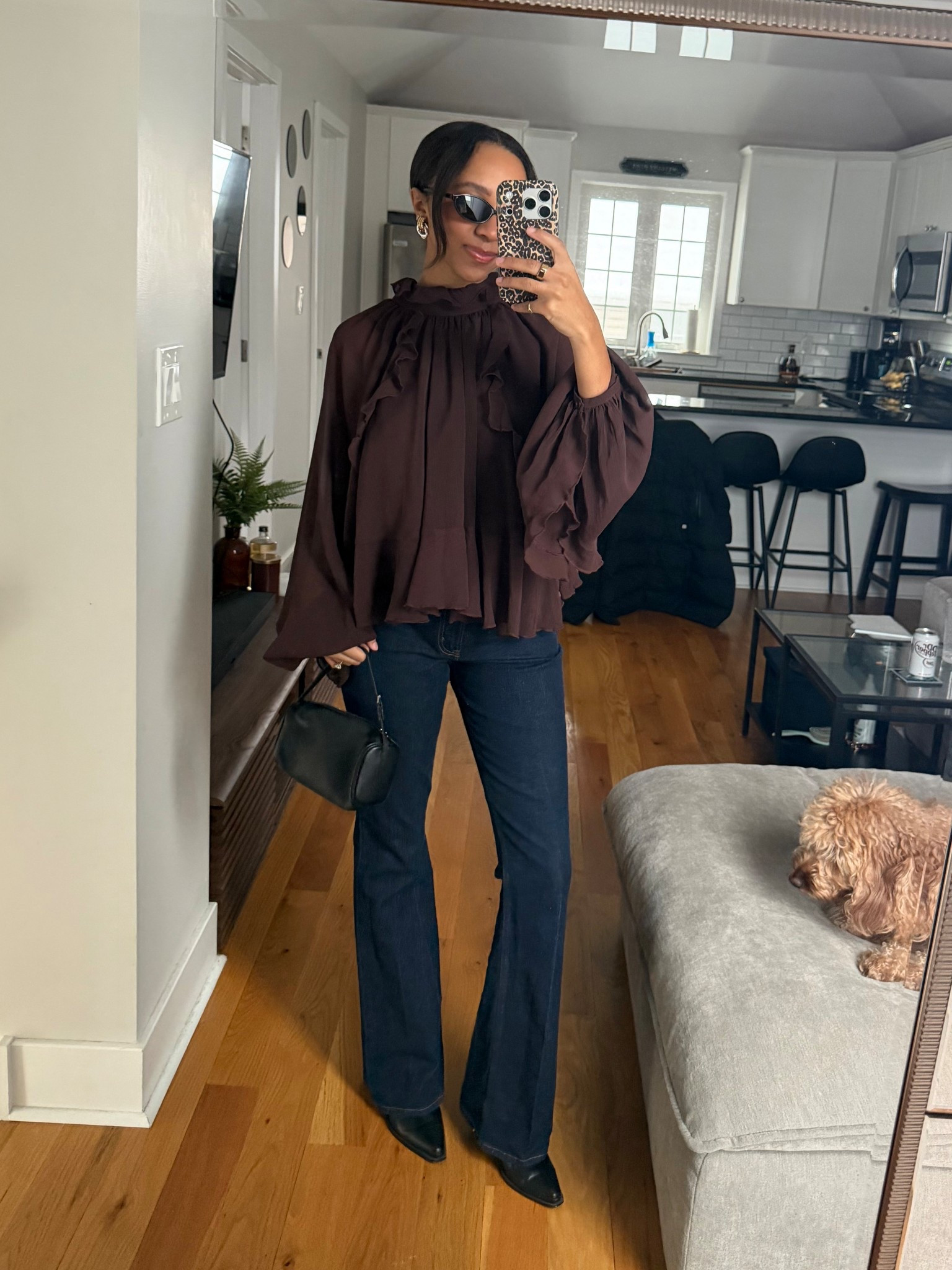 Outfit inspiration, flowy shirt, bootcut jeans, booties

#LTKFindsUnder50 #LTKFindsUnder100 #LTKOver40