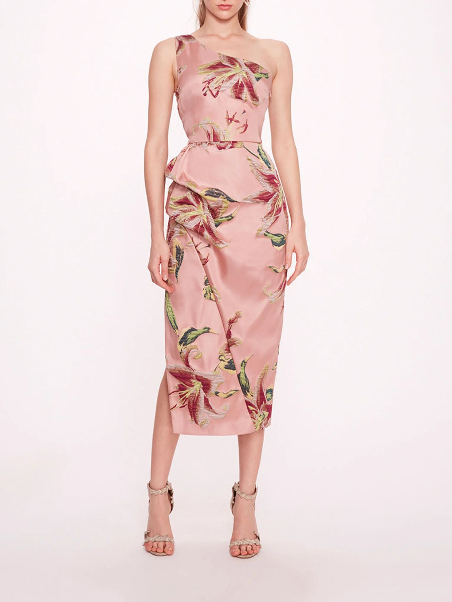 One Shoulder Drape Midi Dress - Pink | Verishop