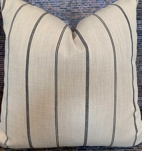 Designer Pillow Cover - RLFZ  Ivory Linen Stripe | Etsy (US)