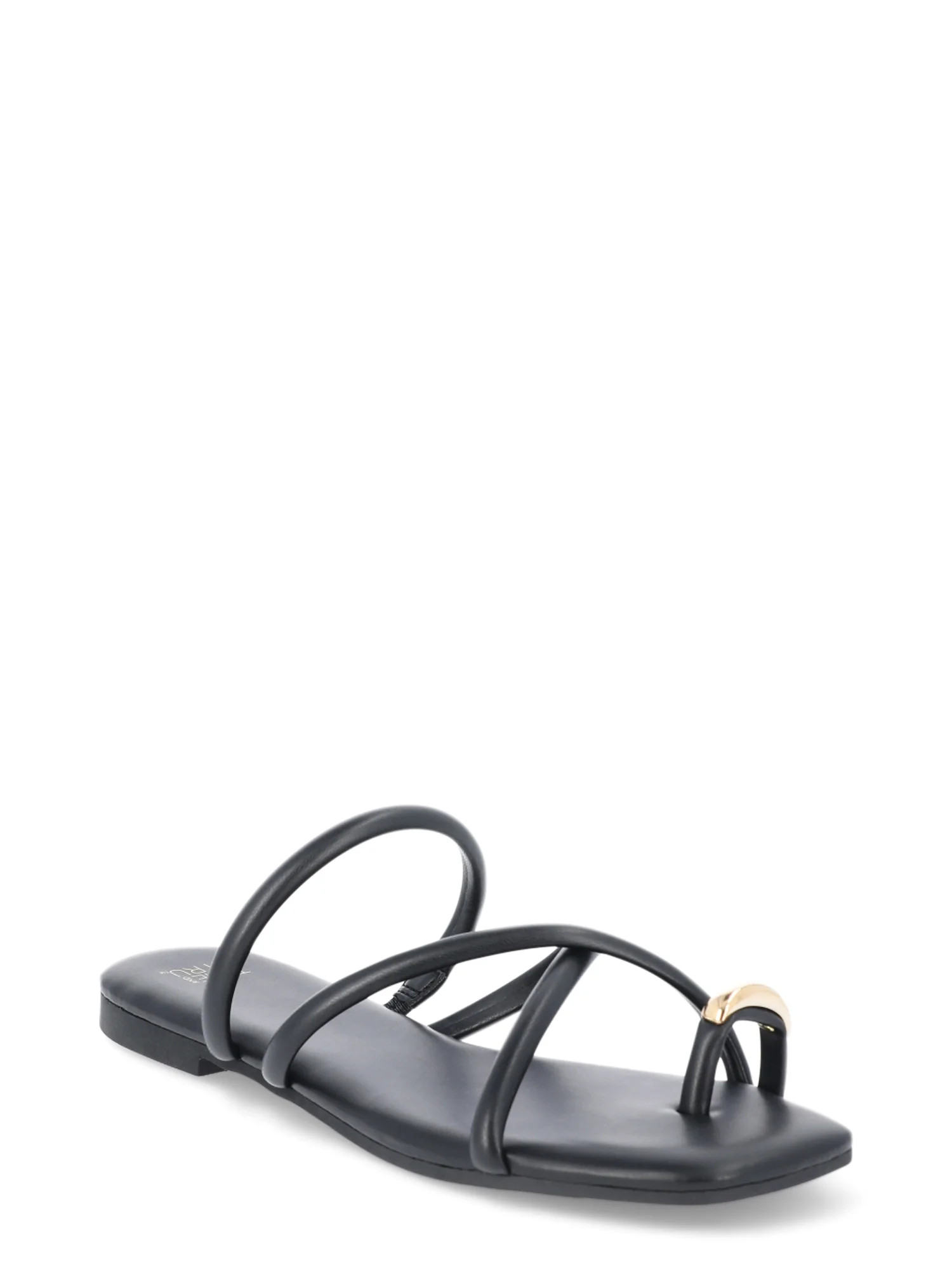 Time and Tru Women’s Strappy Hardware Toe Ring Sandals | Walmart (US)