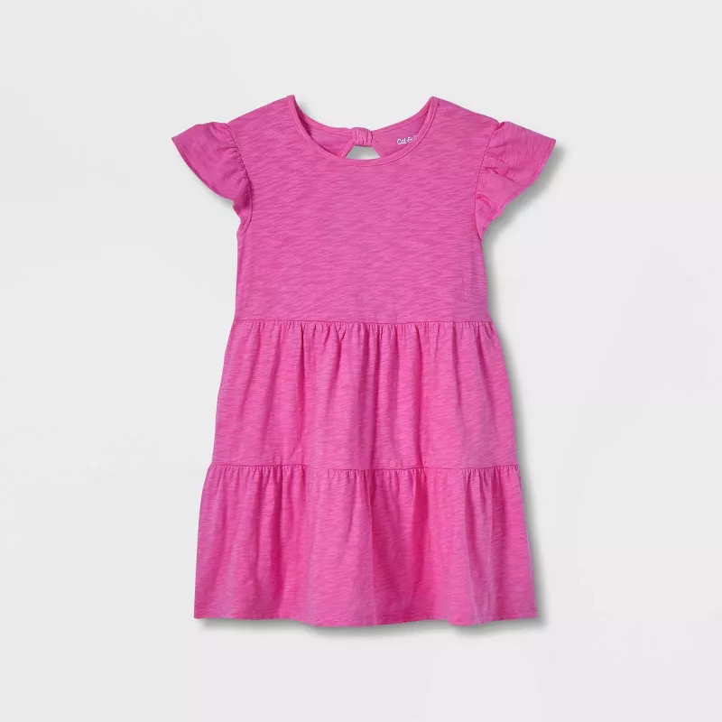 Girls' Wash Knit Tiered Short Sleeve Dress - Cat & Jack™ | Target