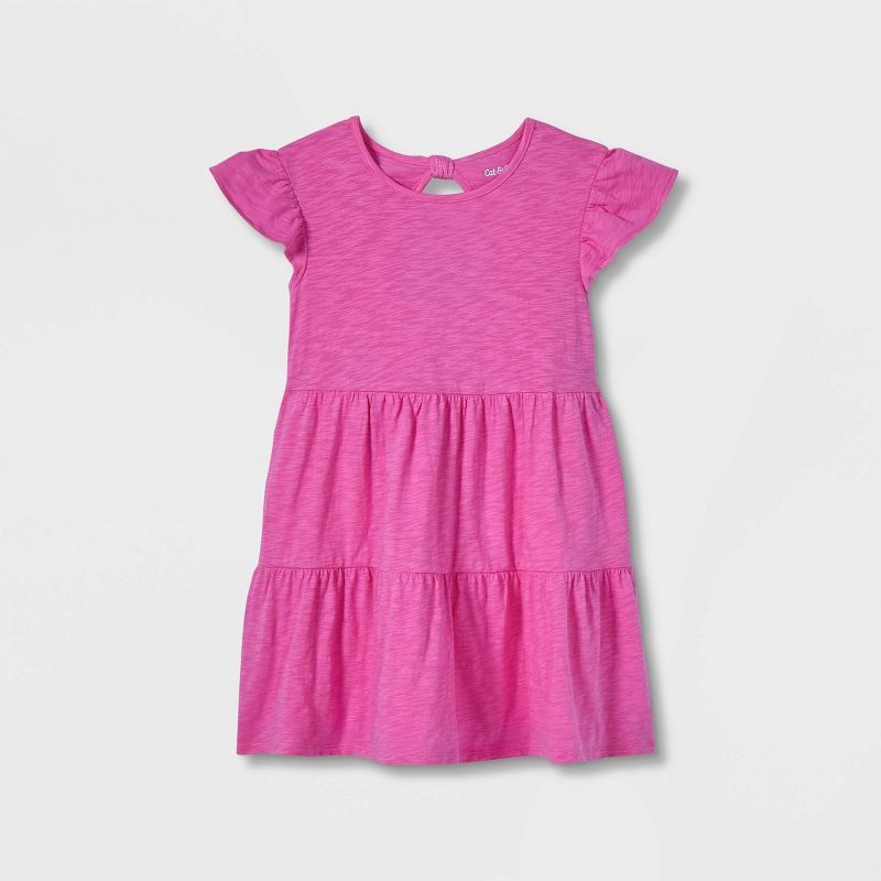 Girls' Wash Knit Tiered Short Sleeve Dress - Cat & Jack™ | Target
