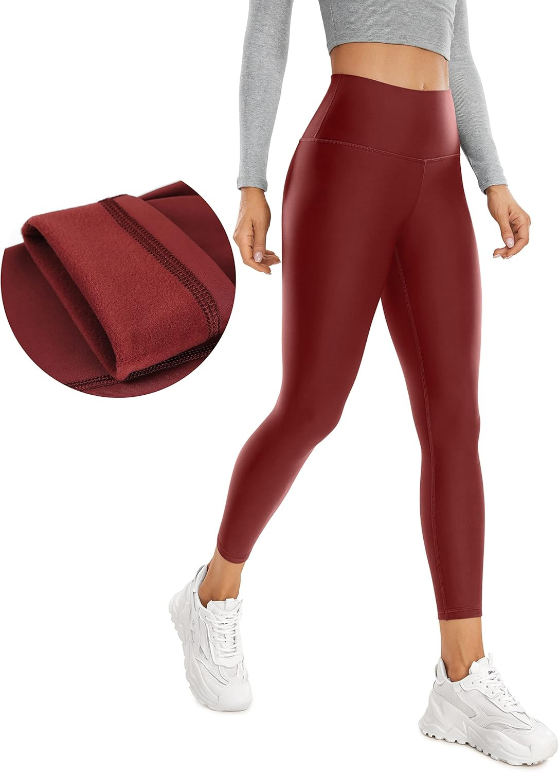CRZ YOGA Womens Thermal Fleece Lined High Waisted Leggings 24 Inches - Workout Winter Warm Thick ... | Amazon (US)