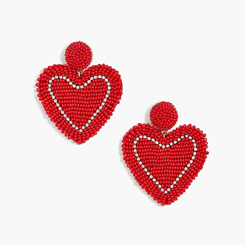 Beaded heart statement earrings | J.Crew Factory