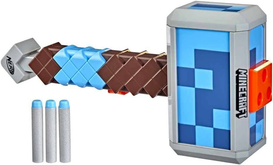 Nerf Minecraft Stormlander Dart-Blasting Hammer, Fires 3 Darts, Includes 3 Nerf Elite Darts, Pull... | Amazon (US)