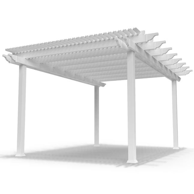 Modern Pergola Kits 16-ft W x 12-ft L x 10-ft H White Vinyl Freestanding Pergola with Canopy | Lowe's