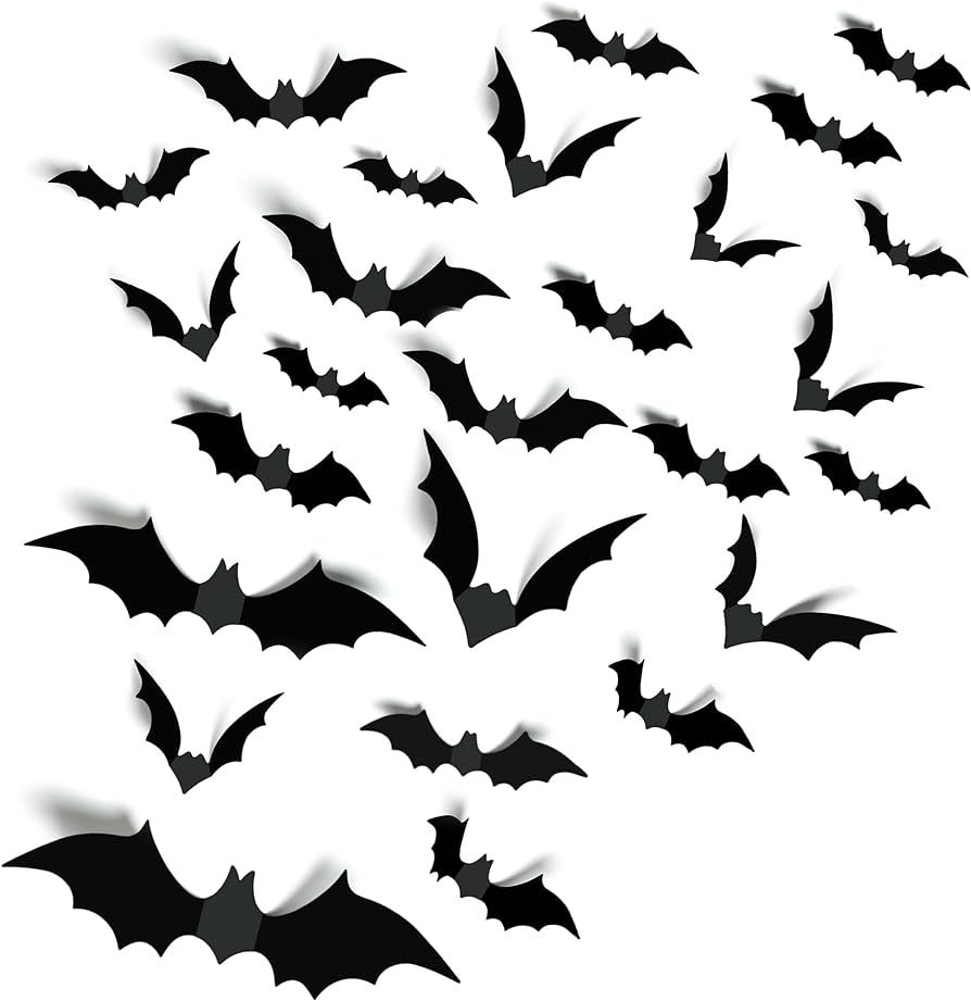 Halloween Party Supplies Hallween Decorations Bats Wall Decor 140PCS Realistic PVC 3D Black Scary... | Amazon (US)