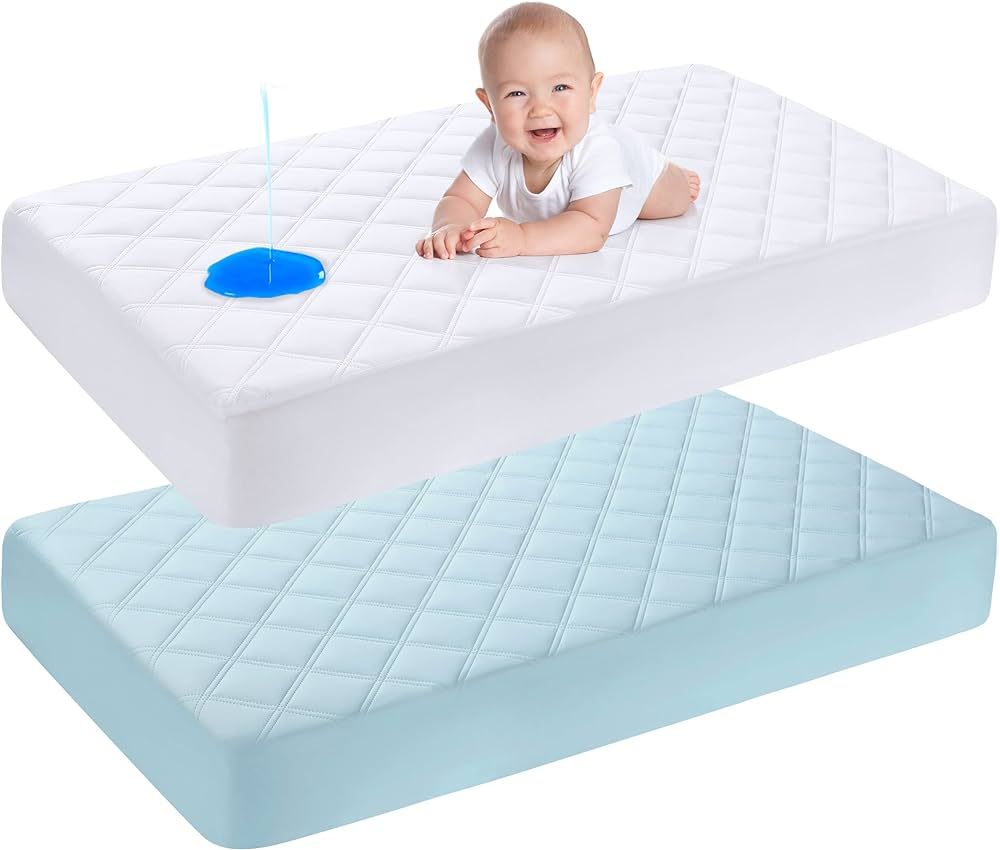 Yoofoss Waterproof Crib Mattress Protector 2 Pack, Quilted Crib Mattress Pad Cover Ultra Soft and... | Amazon (US)