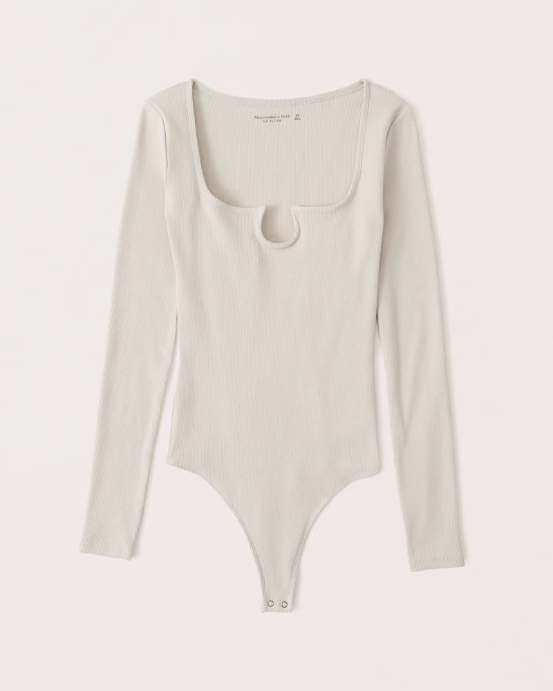 Ribbed Notch-Neck Bodysuit | Abercrombie & Fitch (US)