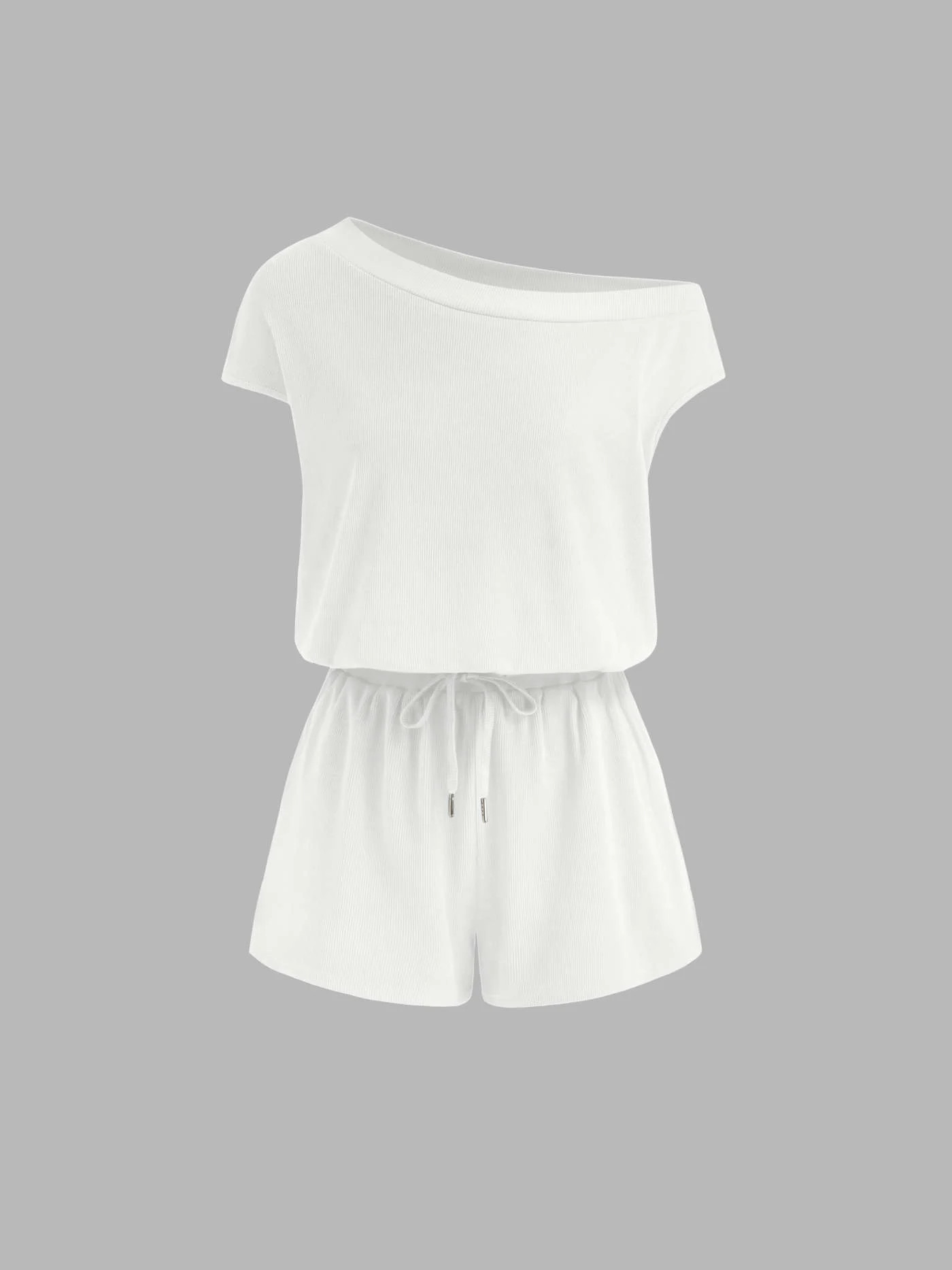 Asymmetrical Neck Drawstring Romper \u00a333.90Flash Shipping | Cider