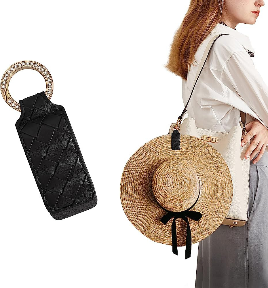 RongYue Hat Clip for Travel Handbag Backpack Luggage Portable PU Leather Metal Shrapnel Cap Holde... | Amazon (US)