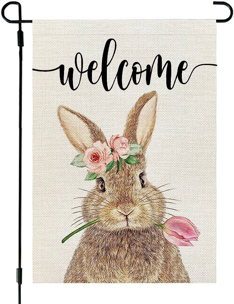 Crowned Beauty Easter Brown Bunny Garden Flag 12x18 Inch Double Sided for Outside Burlap Small We... | Amazon (US)