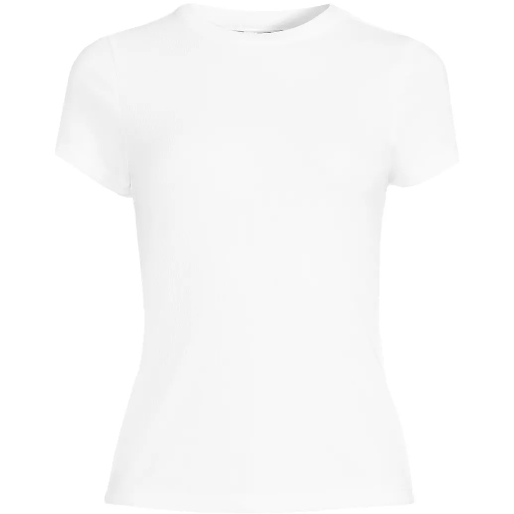 Women's Drapey Rib Fitted Short Sleeve Mini T-Shirt | Lands' End (US)