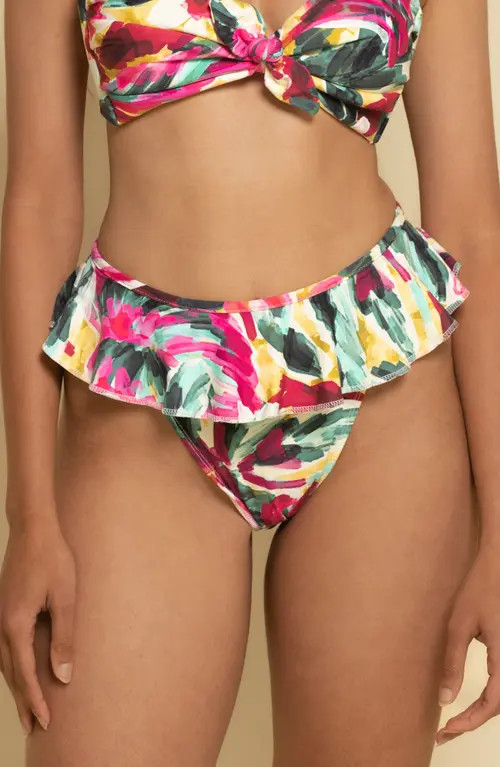 MONTCE Ruffle Bikini Bottoms in Isla Floral at Nordstrom, Size Small | Nordstrom