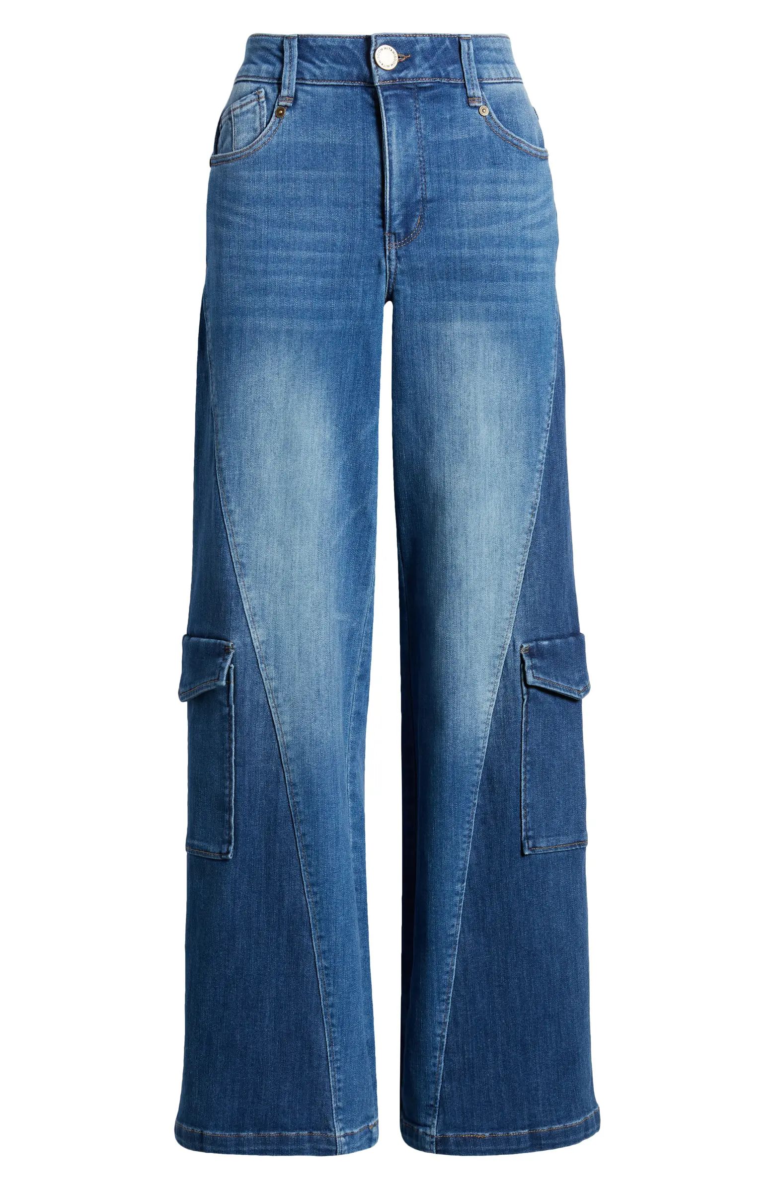 'Ab'Solution Colorblock Wide Leg Cargo Jeans | Nordstrom
