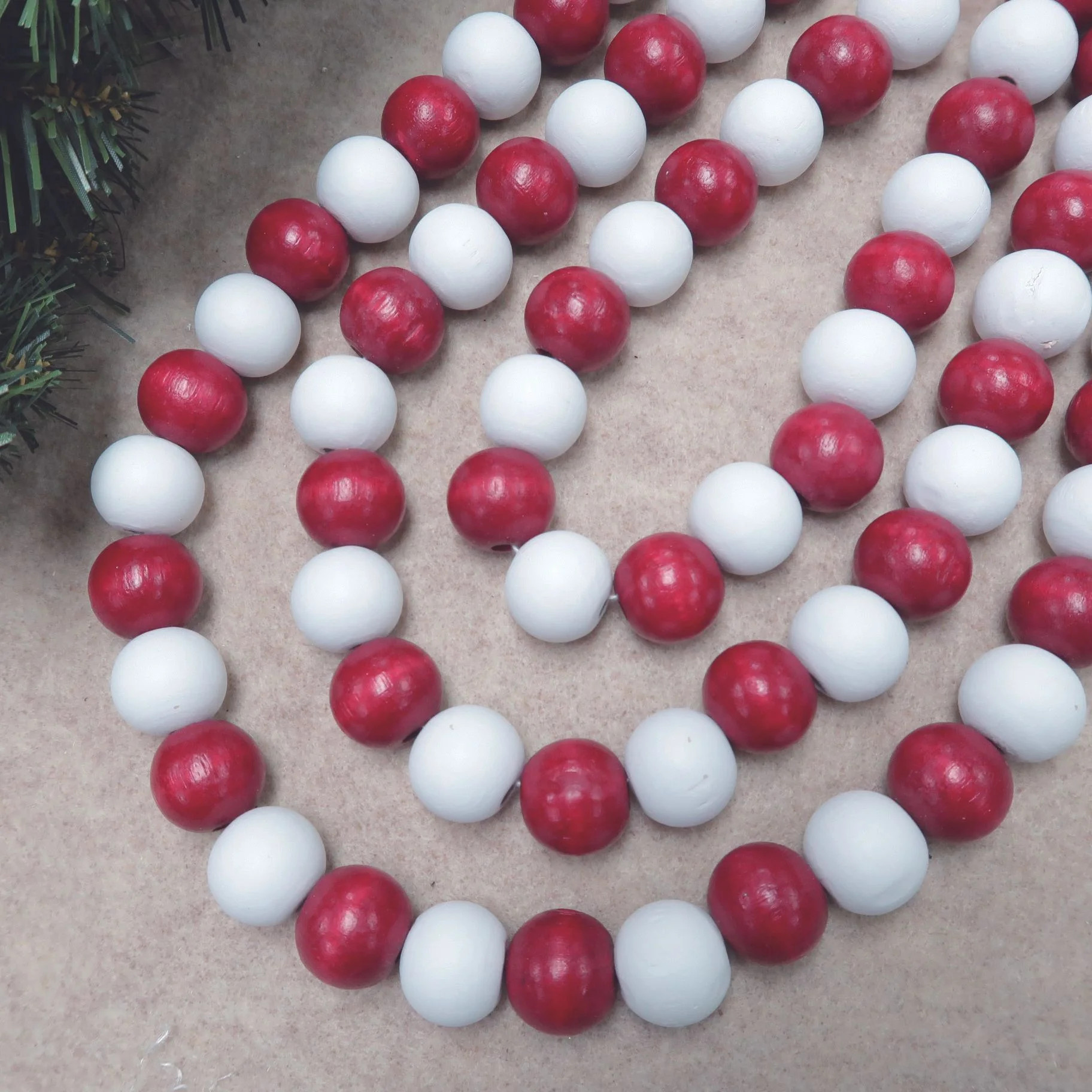 Holiday Time Set Of 2 6ft 25mm Rd/wt Wod Bead Garland | Walmart (US)